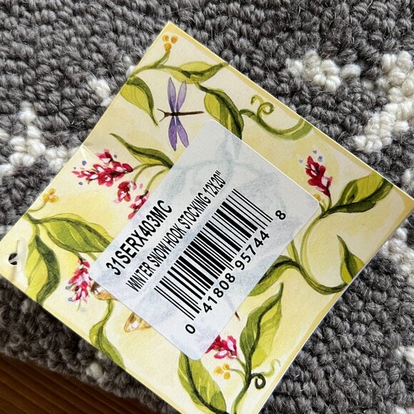 Sally Eckman Roberts Hooked Wool Christmas Stocking 12x20 Snowflake NWT Peking - Picture 3 of 10